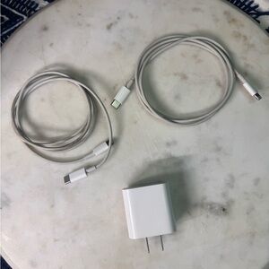 Genuine Apple Charging black w/2 3ft USB C to Lightning charging cables.